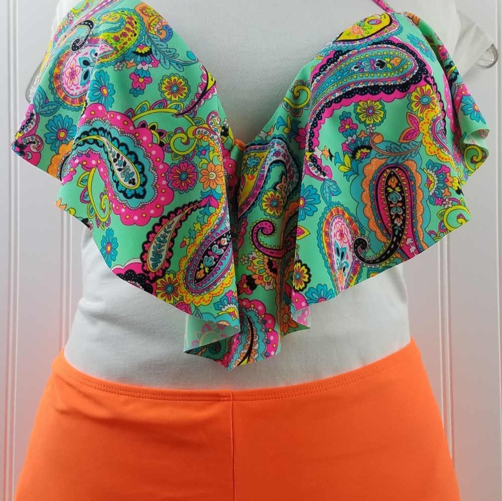 Arizona Paisley Bikini Top Orange Bottoms